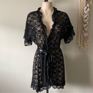 In Bloom by Jonquil Lace Ruffled Short Robe Goth Gothic Romantic Size Large